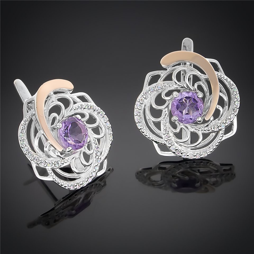 Сережки 349 аметист Timofeev