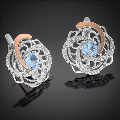 Сережки 349 альпініт молочно блакитний Rh Timofeev 2