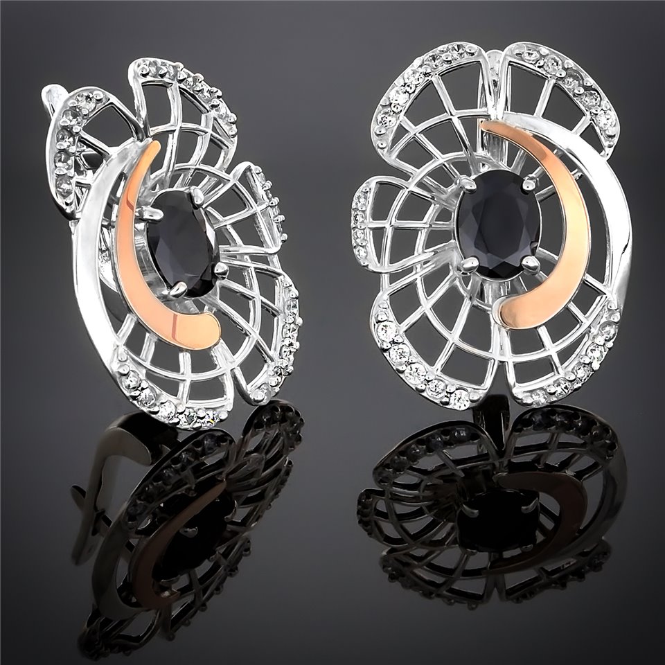 Сережки 339 цирконій чорний Rh Timofeev