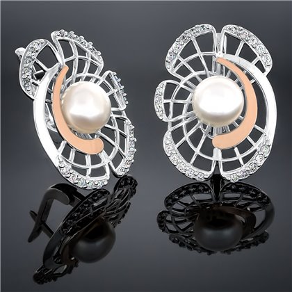 Сережки 338 перлина чорна Rh Timofeev 2