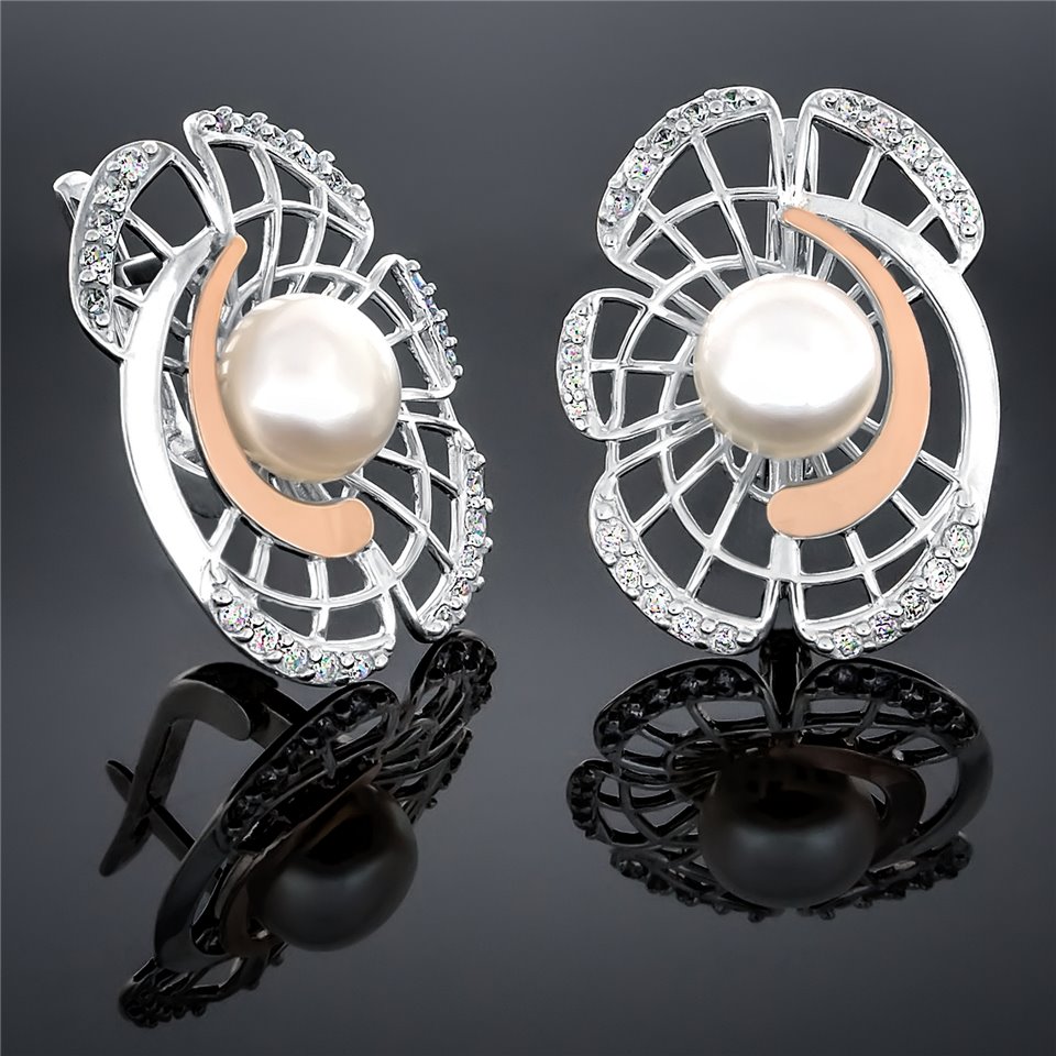 Сережки 338 перлина біла Rh Timofeev