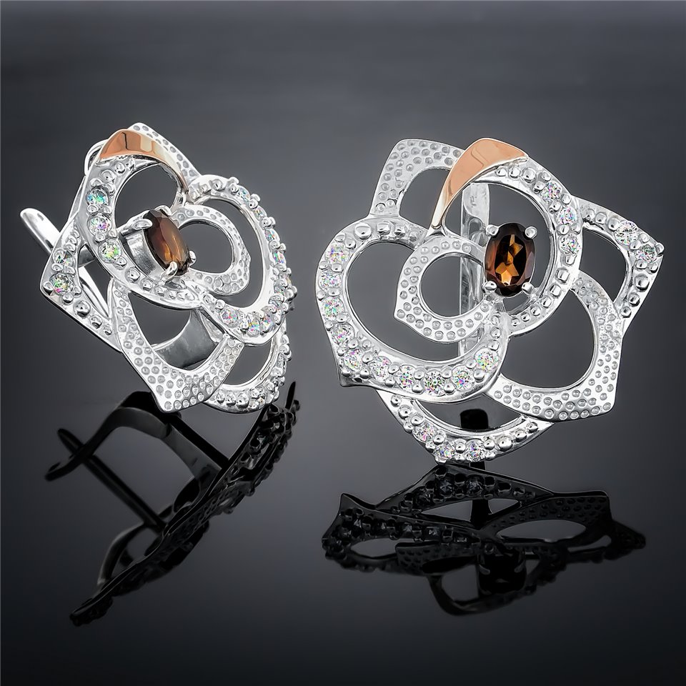 Сережки 336 раухтопаз Rh Timofeev