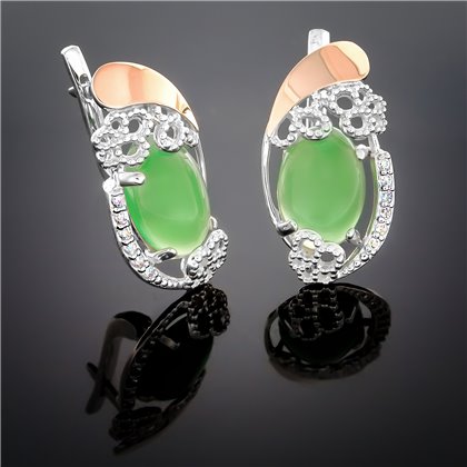 Сережки 318 авантюрин зелений Timofeev