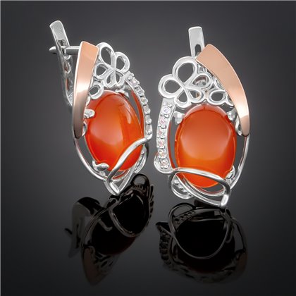 Сережки 316 кварц рожевий Rh Timofeev