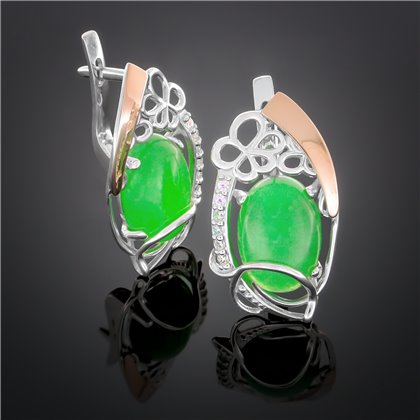 Сережки 316 авантюрин зелений Rh Timofeev 2