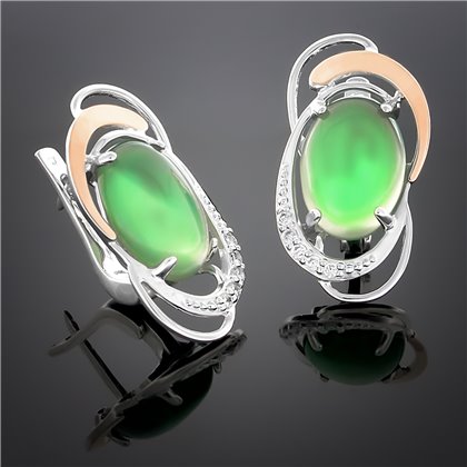 Сережки 313 авантюрин зелений Rh Timofeev