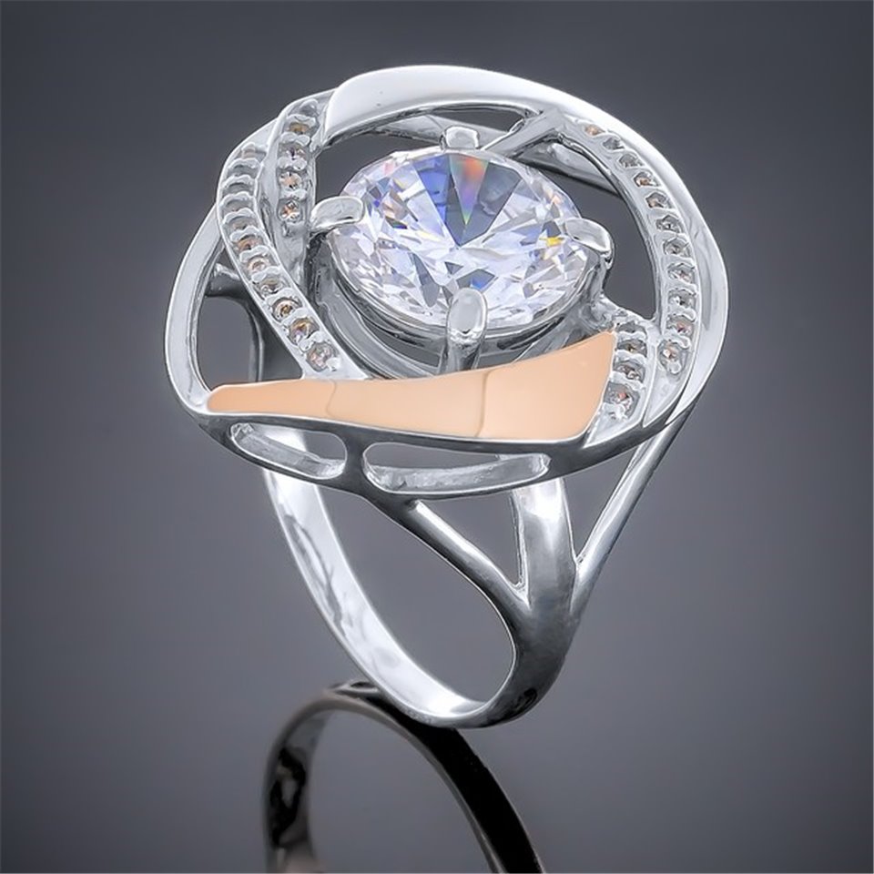 Перстень 194 цирконій білий Rh Timofeev