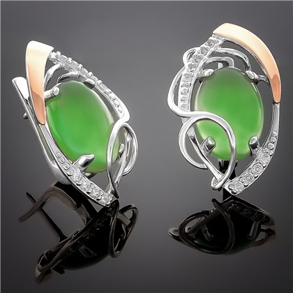 Сережки 309 авантюрин зелений Rh Timofeev