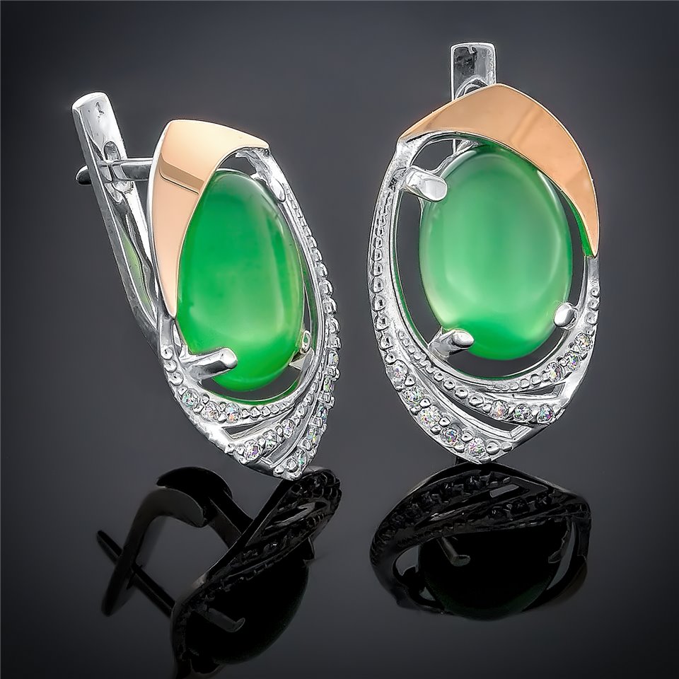 Сережки 305 улексит салатовий Rh Timofeev