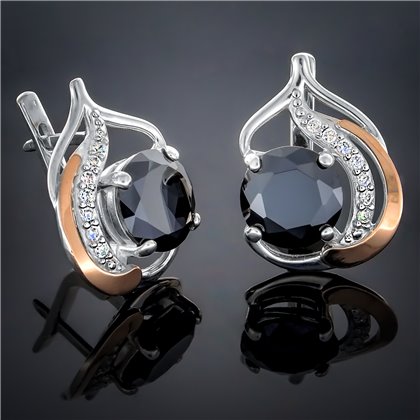 Сережки 301 цирконій чорний Rh Timofeev