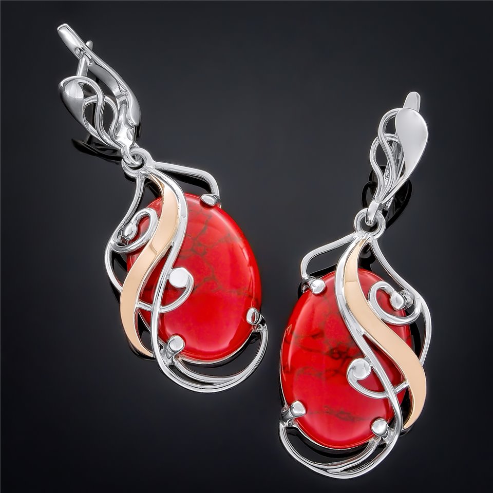 Сережки 295 яшма імітація Rh Timofeev