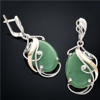 Сережки 295 янтарь зелений імітація Rh Timofeev