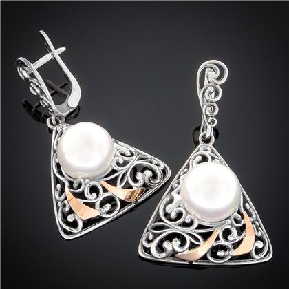 Сережки 292 перлина біла Timofeev