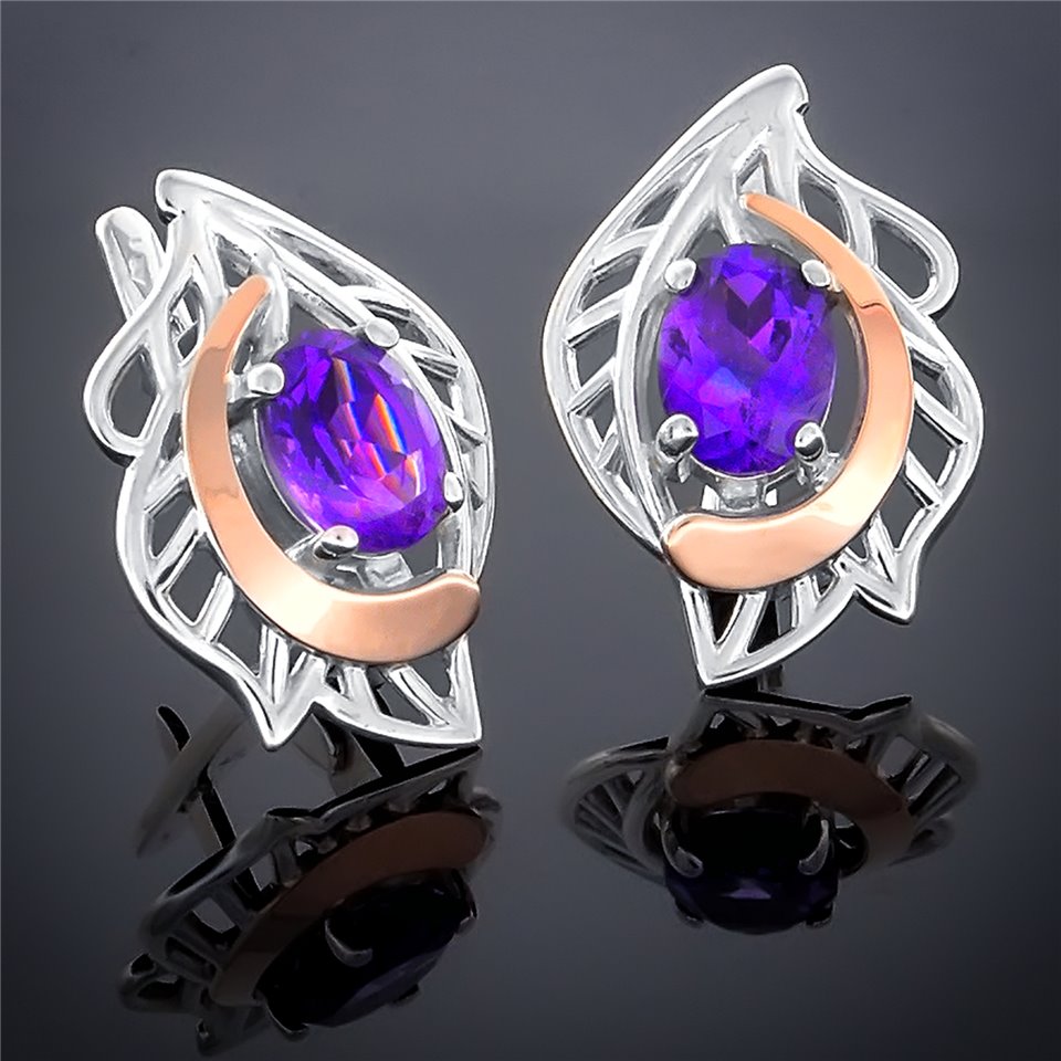 Сережки 281 аметист Timofeev