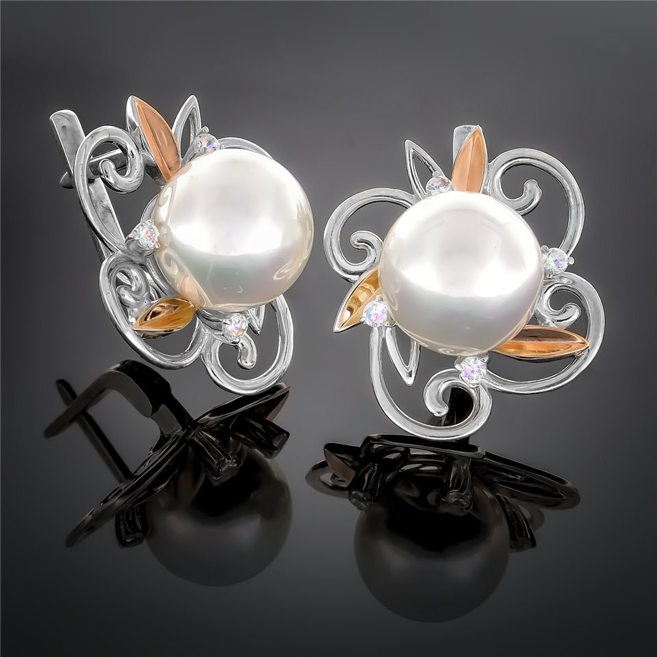 Сережки 270 перлина біла Rh Timofeev