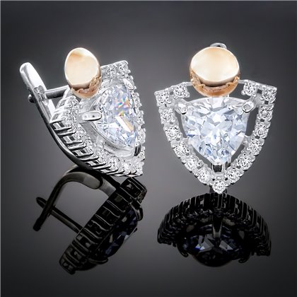 Сережки 264 цирконій білий Rh Timofeev