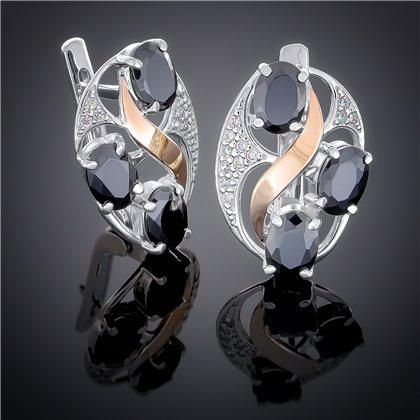 Сережки 246 цирконій чорний Rh Timofeev