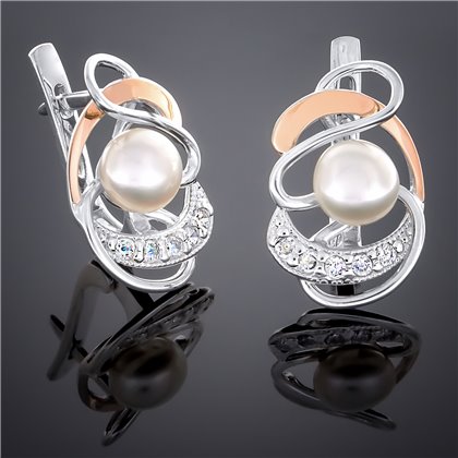 Сережки 245 перлина біла Rh Timofeev