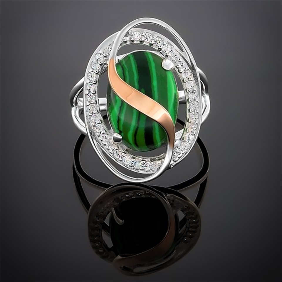 Перстень 199 малахіт Rh Timofeev