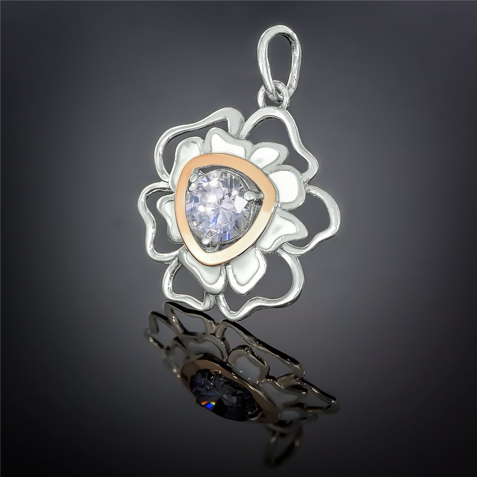 Підвіс 374 цирконій білий/емаль рожева Rh Timofeev