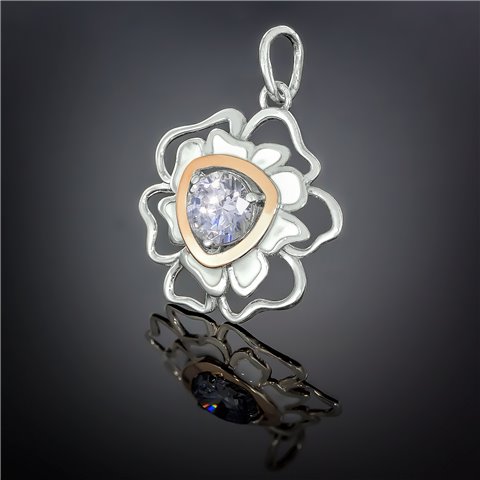 Підвіс 374 цирконій білий/емаль рожева Rh Timofeev