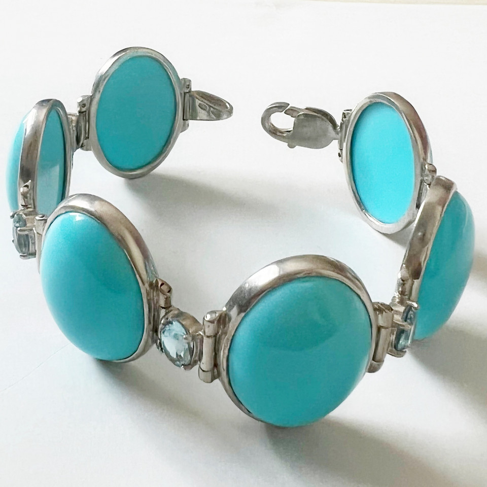 Браслет 100 бірюза топаз блакитний(6) Rh Timofeev