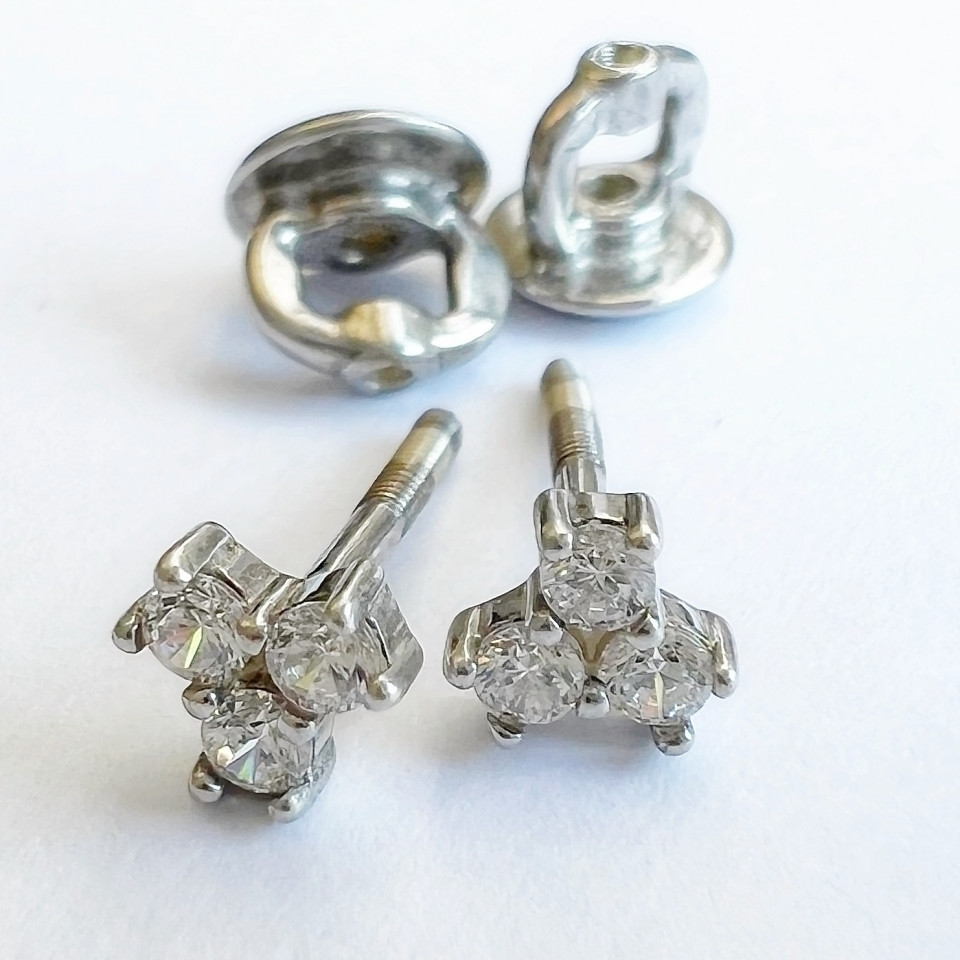 Сережки 024 цирконій білий Rh Timofeev