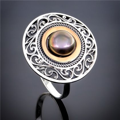 Перстень 240 перлина чорна Timofeev