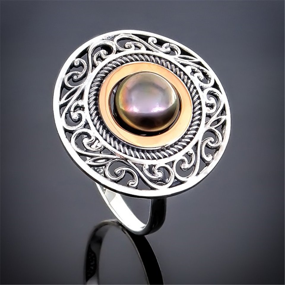 Перстень 240 перлина чорна Timofeev