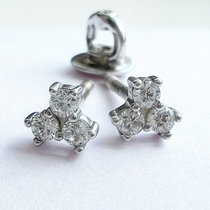 Сережки 024 цирконій білий Rh Timofeev