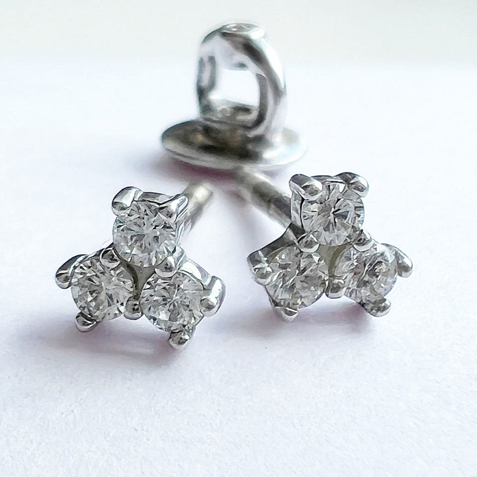 Сережки 024 цирконій білий Rh Timofeev