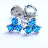 Сережки 024 нано аквамарін Rh