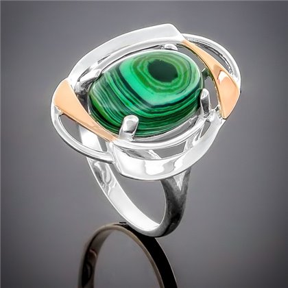 Перстень 242 малахіт Rh Timofeev