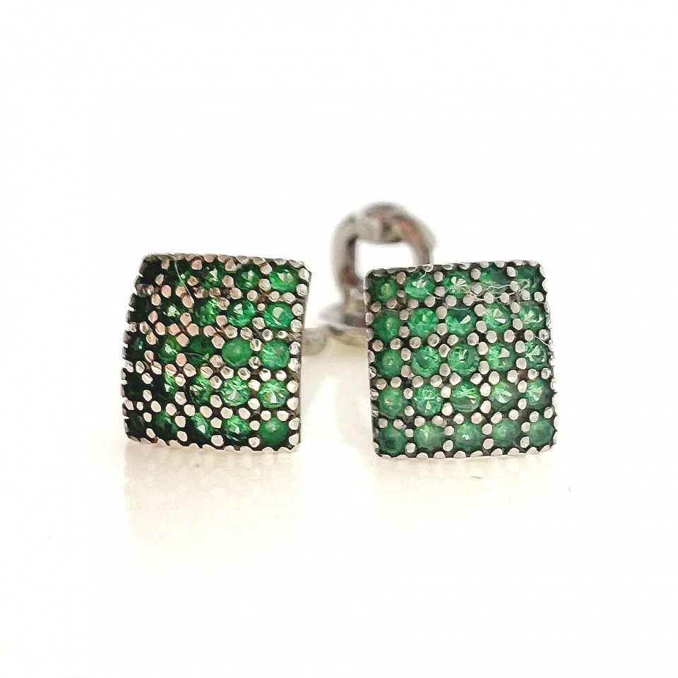 Сережки 005 цирконій зелений Rh Timofeev