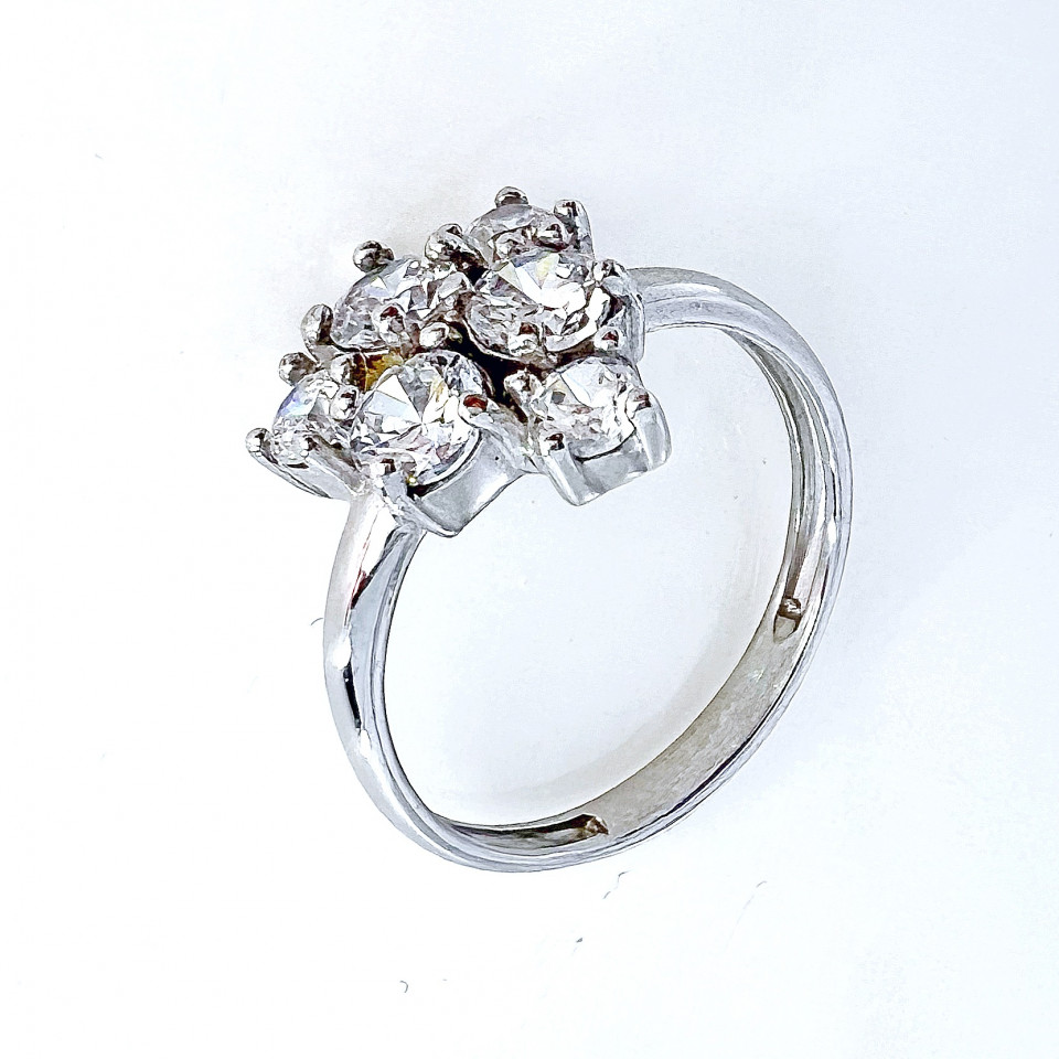 Перстень 887 цирконій білий Rh Timofeev