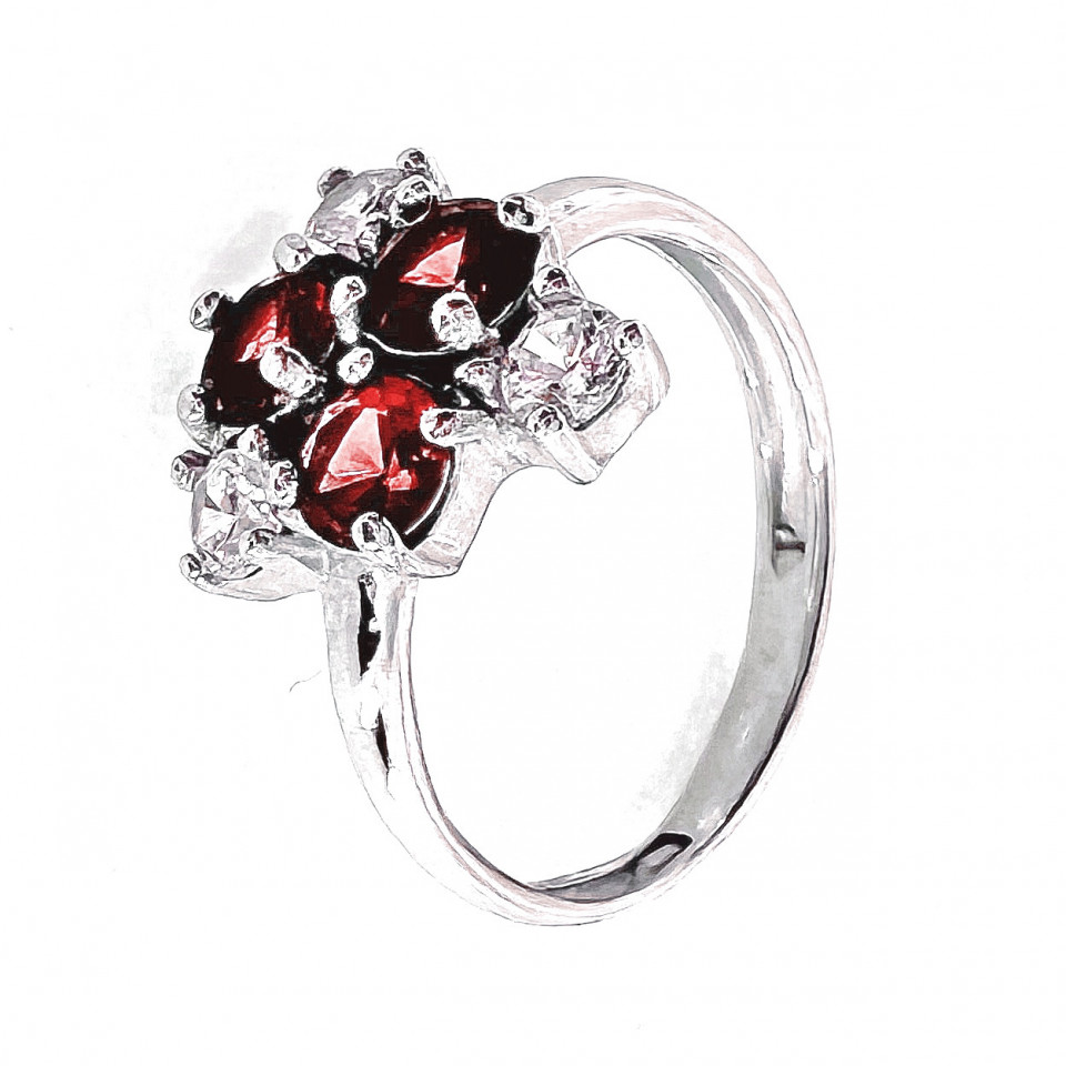 Перстень 887 гранат Rh Timofeev