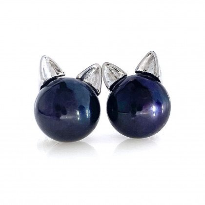 Сережки 031 перлина чорна Rh Timofeev