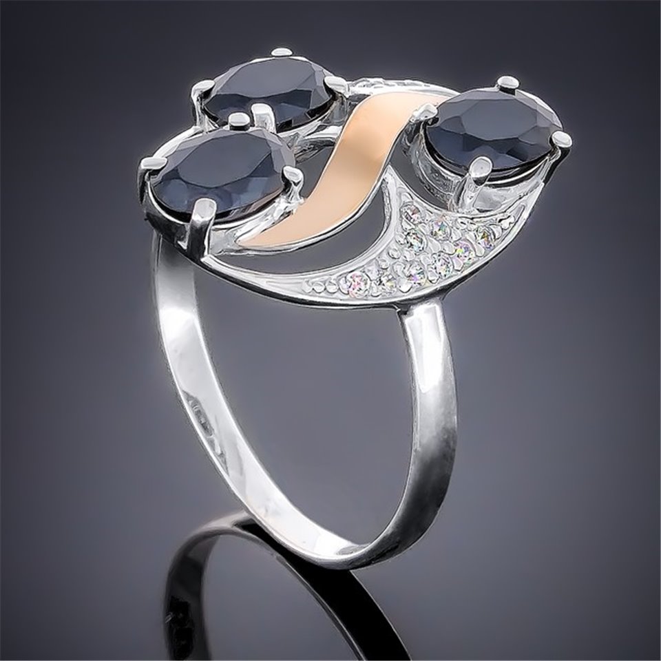 Перстень 248 цирконій чорний Rh Timofeev