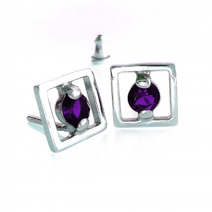 Сережки 897 аметист Rh Timofeev