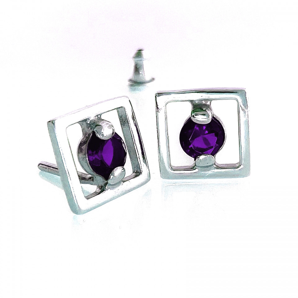 Сережки 897 аметист Rh Timofeev