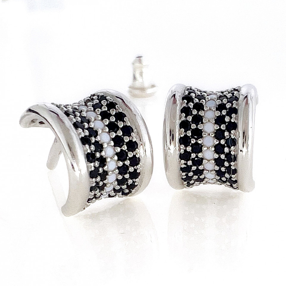 Сережки 849 чорно білі Rh Timofeev