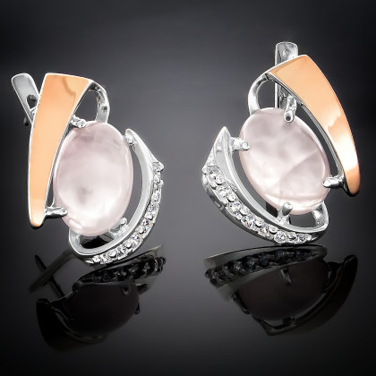 Сережки 32 кварц рожевий (2) Timofeev