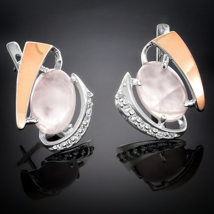 Сережки 32 кварц рожевий (2) Timofeev