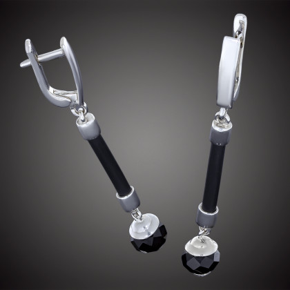 Сережки 669 кварц чорній імітація Rh Timofeev