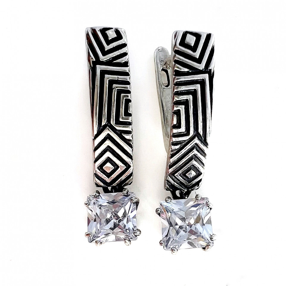 Сережки 942 цирконій білий Timofeev