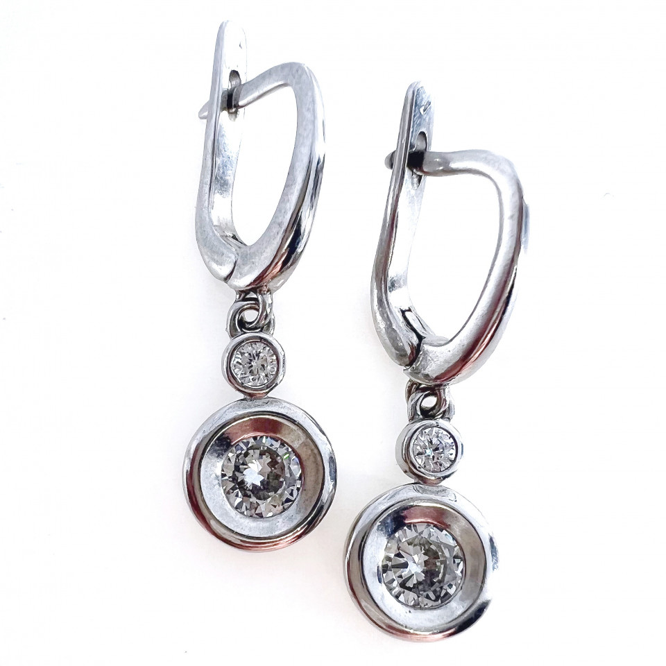 Сережки 628(2) цирконій білий Rh Timofeev