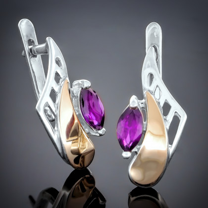 Сережки 77 аметист Rh Timofeev