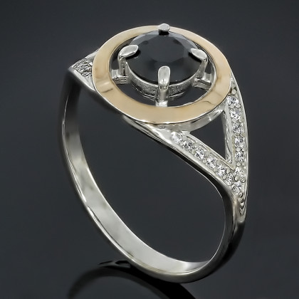 Перстень 631 цирконій чорний Rh Timofeev