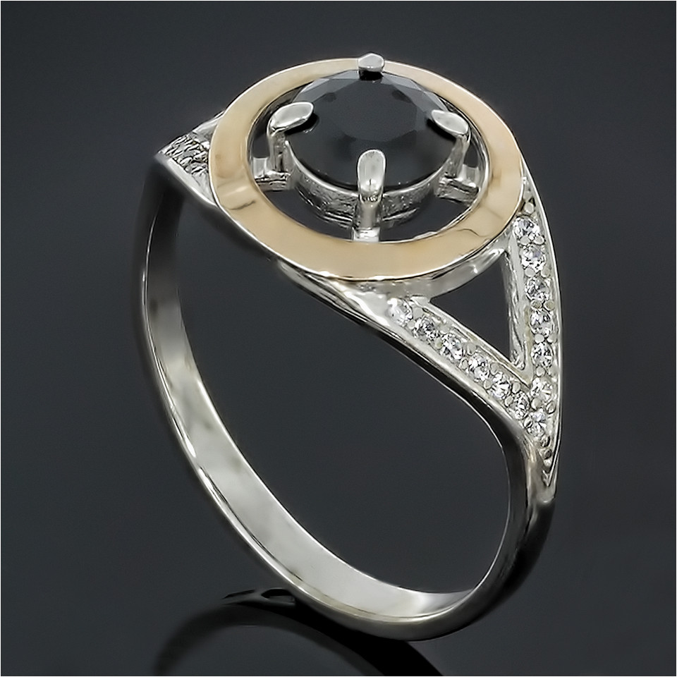 Перстень 631 цирконій чорний Rh Timofeev