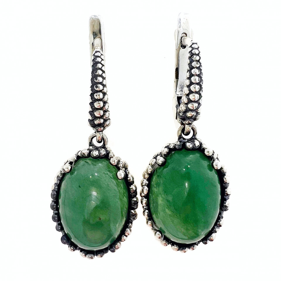 Сережки 837 авантюрин зелений Timofeev